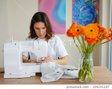 Workplace of a dressmaker. Handmade concept. 104241287
