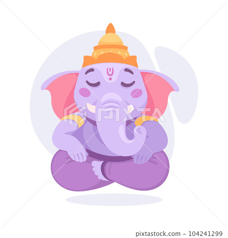 Ancient Indian Hindu Ganesha God and Deity Vector Illustration 104241299