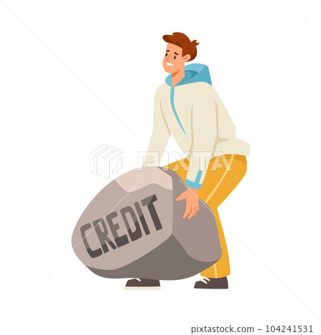 Man Character Try to Lift Heavy Stone as Severity of Loan and Mortgage Vector Illustration Man Character Try to Lift Heavy Stone as Severity of Loan and Mortgage Vector Illustration 104241531