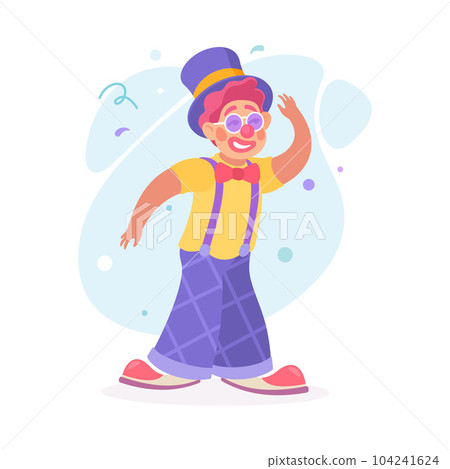 Man Character Dressed in Carnival and Party clown Outfit Vector Illustration Man Character Dressed in Carnival and Party clown Outfit Vector Illustration 104241624