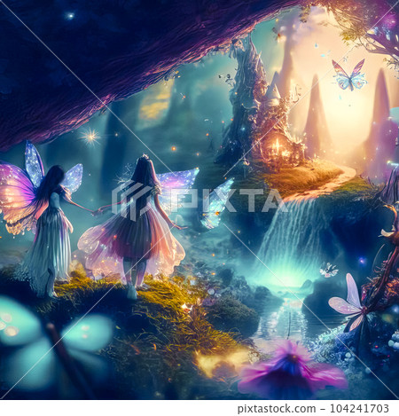 Magical country where fabulous fairies live 104241703