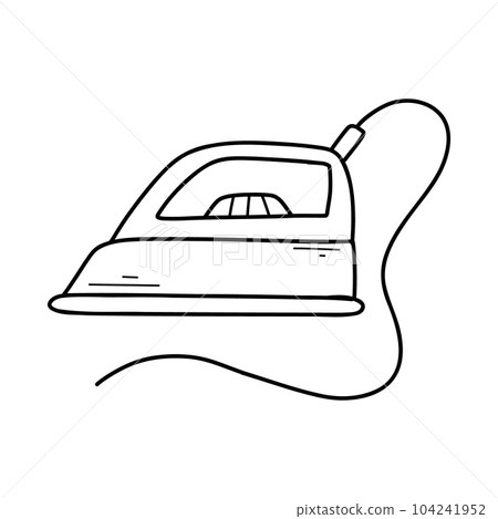 Iron in doodle style. Vector illustration. Line iron isolated on white background. 104241952