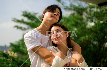 Romantic young people spending vacation time together at home Romantic young people spending vacation time together at home 104242576