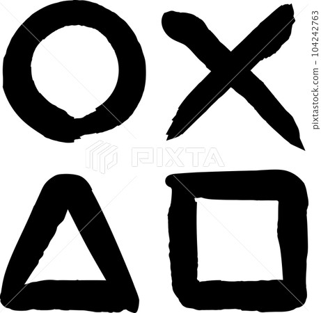 用畫筆繪製的圓形交叉三角形正方形 104242763