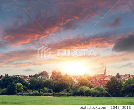 Freiberg am Neckar On the Sunset. Small European town in Baden Wurttemberg, Germany, Europe. Nekar river, southwestern Germany Freiberg am Neckar On the Sunset. Small European town in Baden Wurttemberg, Germany, Europe. Nekar river, southwestern Germany 104243018