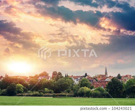 Freiberg am Neckar On the Sunset. Small European town in Baden Wurttemberg, Germany, Europe. Nekar river, southwestern Germany Freiberg am Neckar On the Sunset. Small European town in Baden Wurttemberg, Germany, Europe. Nekar river, southwestern Germany 104243021