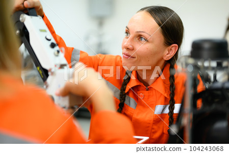 Engineer technician checking and operating in training program 104243068