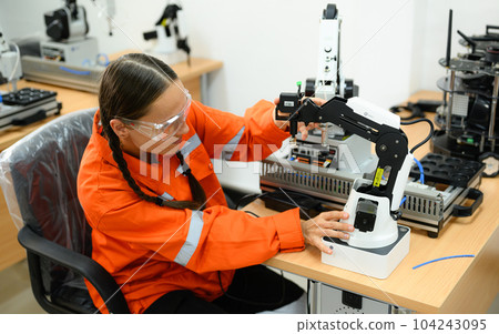Engineer technician checking and operating in training program 104243095