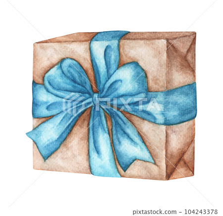Watercolor painting of Brown gift box. Watercolor painting of Brown gift box. 104243378
