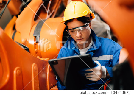 Professional worker maintenance machine robotic arms industrial machinery 104243673