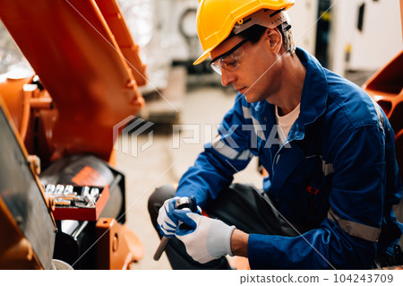Professional worker maintenance machine robotic arms industrial machinery 104243709