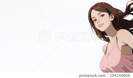 Illustration of a woman with healthy long hair Tank top 104244008