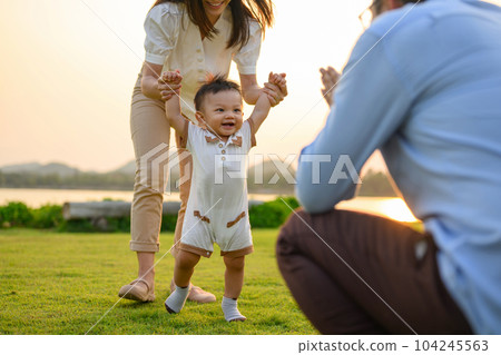 Family enjoying with outdoor activities travel trip on vacation 104245563