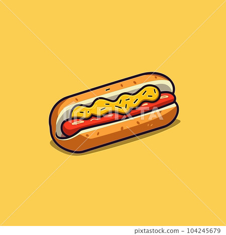 Hotdog hand-drawn illustration.. Hot dog. Vector doodle style cartoon illustration 104245679