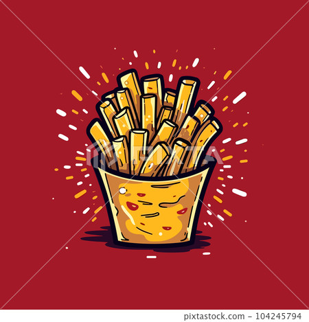 Chips hand-drawn illustration. French fries. Vector doodle style cartoon illustration 104245794