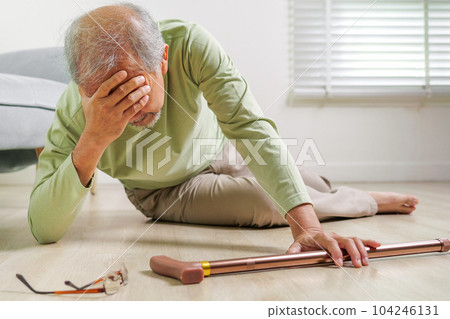 Elderly people accident slip and fall, Accident of senior slip and fall to floor 104246131