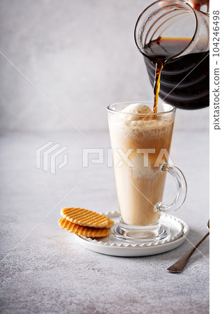 Affogato coffee in tall glass Affogato coffee in tall glass 104246498