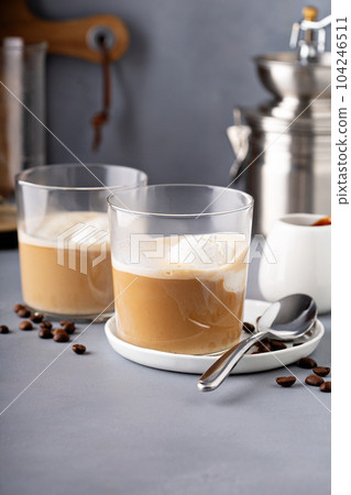 Coffee affogato with vanilla ice cream 104246511