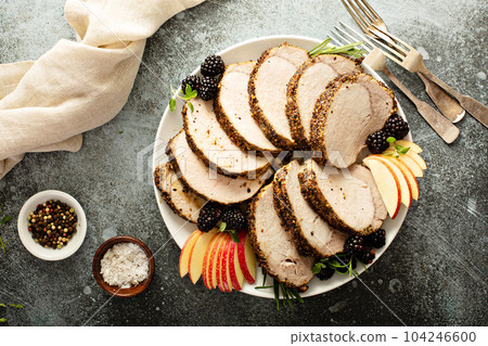 Roasted pork loin with dry rub 104246600