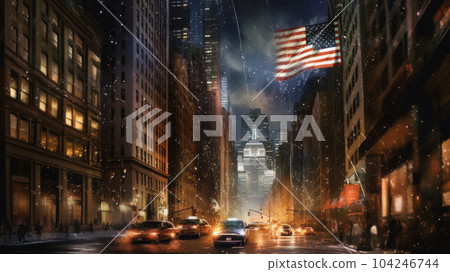 flag over new york. Generative AI flag over new york. Generative AI 104246744