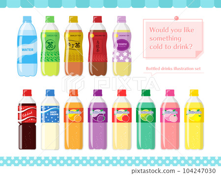 PET bottle tea and juice illustration material set PET bottle tea and juice illustration material set 104247030