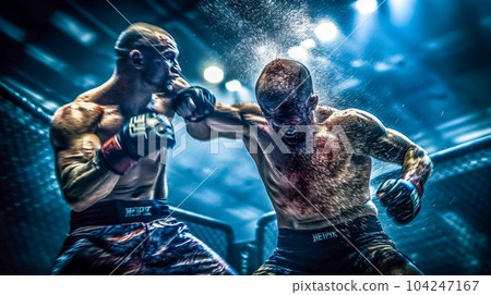 boxing match in the ring in the arena made with Generative AI boxing match in the ring in the arena made with Generative AI 104247167