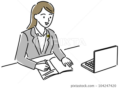 接受諮詢的女律師簡單白描 接受諮詢的女律師簡單白描 104247420