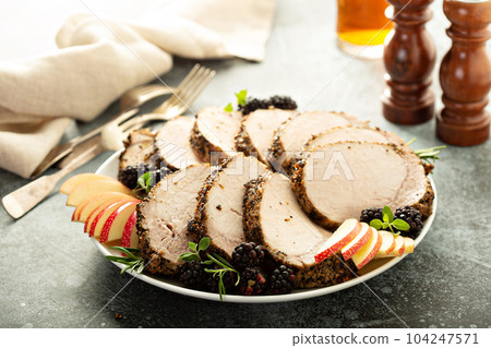 Roasted pork loin with dry rub Roasted pork loin with dry rub 104247571