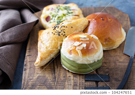 Savory chinese pastries with red bean filling 104247651