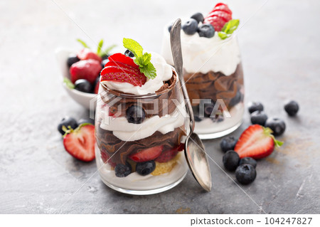 Chocolate pudding layered dessert Chocolate pudding layered dessert 104247827