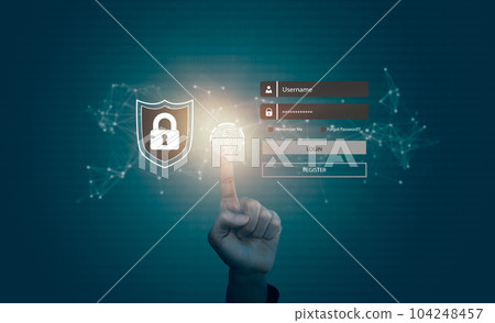Data Security system concept, Business man touch security icon screen, innovation technology, cloud computing, internet network communication Data Security system concept, Business man touch security icon screen, innovation technology, cloud computing, internet network communication 104248457