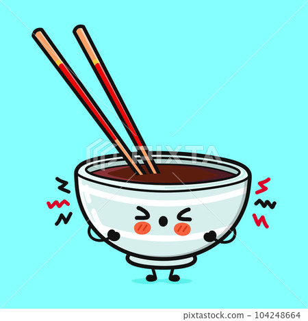 Angry Bowl of soy sauce character. Vector hand drawn cartoon kawaii character illustration icon. Isolated on blue background. Sad Bowl of soy sauce character concept Angry Bowl of soy sauce character. Vector hand drawn cartoon kawaii character illustration icon. Isolated on blue background. Sad Bowl of soy sauce character concept 104248664