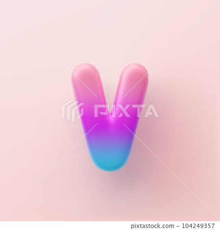3D Colorful Gradient letter V on a light background 104249357