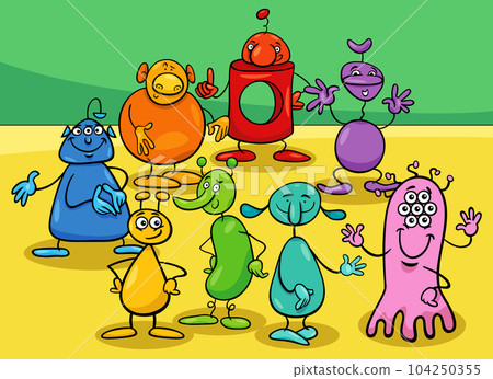 cartoon fantasy alien or weirdo characters group cartoon fantasy alien or weirdo characters group 104250355