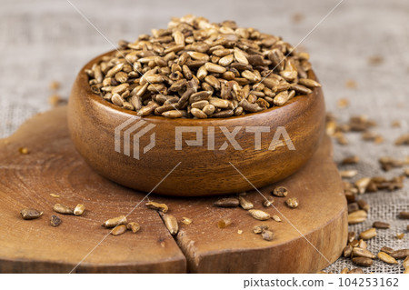 heavily fried sunflower seeds close up heavily fried sunflower seeds close up 104253162