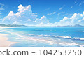藍天白雲美麗海灘的風景圖 104253250