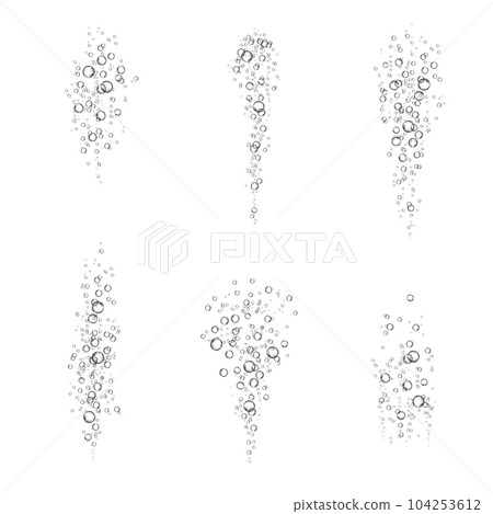 Oxygen air bubbles  flow  in water on white  background. 104253612