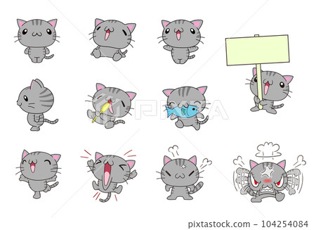 Various pose sets of cute cats (Sabatora) 104254084