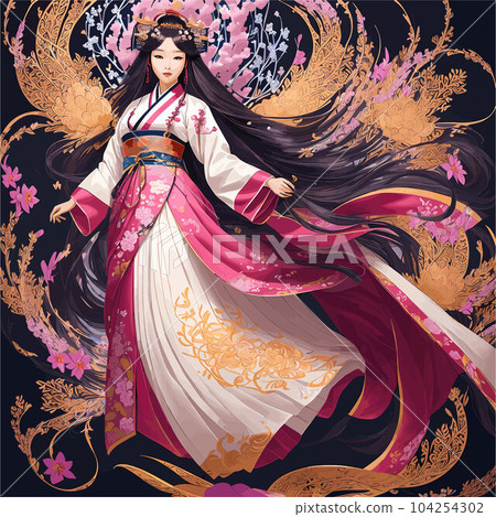 beautiful women portrait with flowers vector art wallpaper in colorful background beautiful women portrait with flowers vector art wallpaper in colorful background 104254302
