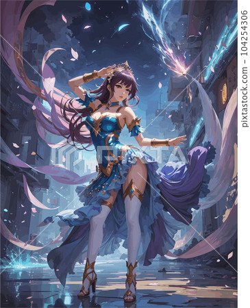 vector cartoon art of Anim girl full body. 104254306