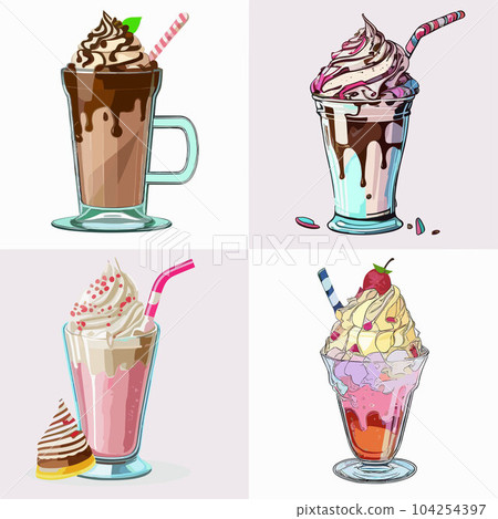 set of vector arts of cartoons milkshakes  104254397