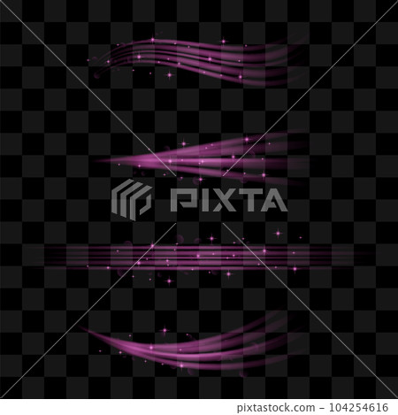 Vector Pink Fresh Air Effect Set on Checkered Background. Water Transparent Flow. Glow Swirl Light 104254616