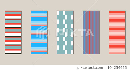 Vector illustration of a set of decorative ribbon stripes. Masking tape, satin or corsage, grssgrain tape, adhesive tapes for frames, scrapbooking. Packing patterned ribbons with geometric ornament Vector illustration of a set of decorative ribbon stripes. Masking tape, satin or corsage, grssgrain tape, adhesive tapes for frames, scrapbooking. Packing patterned ribbons with geometric ornament 104254633