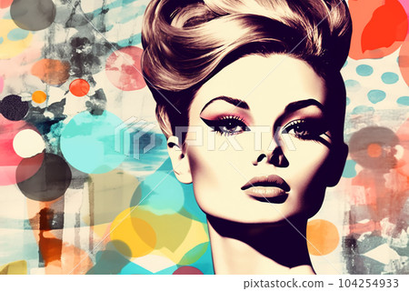 Retro style drawing of woman on bright background, historical stories concept 104254933