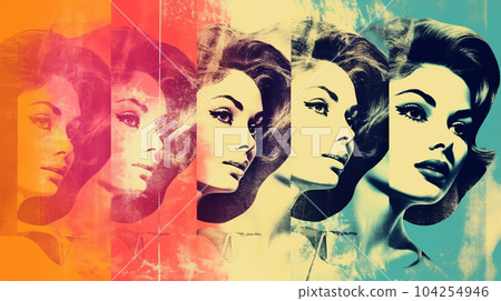 Retro style drawing of woman on bright background, historical stories concept Retro style drawing of woman on bright background, historical stories concept 104254946