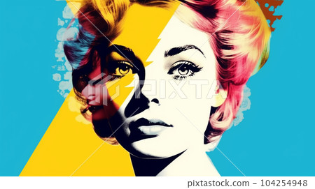 Retro style drawing of woman on bright background, historical stories concept 104254948