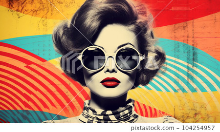 Retro style drawing of woman on bright background, historical stories concept Retro style drawing of woman on bright background, historical stories concept 104254957