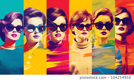 Retro style drawing of woman on bright background, historical stories concept Retro style drawing of woman on bright background, historical stories concept 104254958