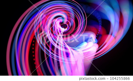 Abstract background with light trails, stream of red blue neon lines in space form spiral shapes. Modern trendy motion design background. Light flow bg. 3d render Abstract background with light trails, stream of red blue neon lines in space form spiral shapes. Modern trendy motion design background. Light flow bg. 3d render 104255866