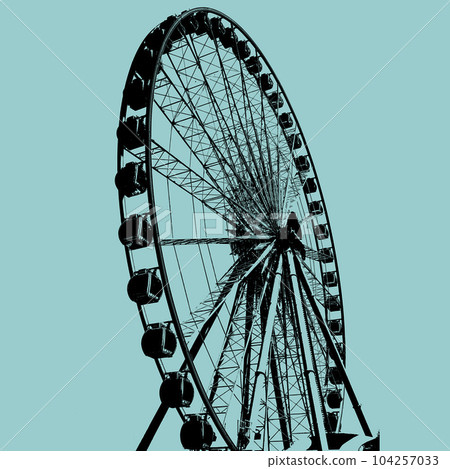 Silhouette attraction colorful ferris wheel Silhouette attraction colorful ferris wheel 104257033